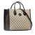 Gucci AB Gucci Brown Beige with Black Coated Canvas Fabric Small GG Supreme Interlocking G Tote Italy