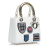 Christian Dior B Dior White with Multi Calf Leather Medium Patch Embellished Lady Dior Italy