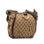 Gucci B Gucci Brown Beige Canvas Fabric GG Abbey D-Ring Crossbody Bag Italy