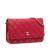Chanel AB Chanel Red Lambskin Leather Leather CC Lambskin Wild Stitch Wallet on Chain Italy
