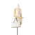 Bottega Veneta B Bottega Veneta White Calf Leather Medium Intrecciato Stitched Double Chain Tote Italy