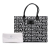 Versace AB Versace Black with White Canvas Fabric Logo Print Tote Italy
