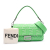 Fendi B Fendi Green Calf Leather Medium Embossed FF Baguette Satchel Italy