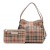 Burberry B Burberry Brown Beige Coated Canvas Fabric Small Haymarket Check Canterbury Tote Italy