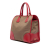 Prada B Prada Brown with Red Canvas Fabric Saffiano Trimmed Canapa Logo Satchel Turkey