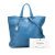 Prada B Prada Blue Calf Leather Vitello Daino Open Convertible Tote Italy