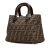 Fendi B Fendi Brown Canvas Fabric Small Zucca Twins Tote Italy