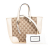 Gucci B Gucci Brown Beige with White Canvas Fabric Small GG Bree Satchel Italy