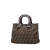 Fendi B Fendi Brown Canvas Fabric Small Zucca Twins Tote Italy