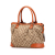 Gucci B Gucci Brown Beige with Orange Canvas Fabric GG Sukey Satchel Italy