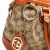 Gucci B Gucci Brown Beige with Orange Canvas Fabric GG Sukey Satchel Italy