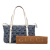 Gucci B Gucci Blue Dark Blue with White Canvas Fabric 85th Anniversary Logo Abbey D Ring Tote Italy