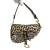 Christian Dior Saddle Canvas Saddle Handbag No Strap Black Mizza Embroidery Animal Print