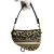 Christian Dior Saddle Canvas Saddle Handbag No Strap Black Mizza Embroidery Animal Print