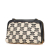 Celine B Celine Brown Light Beige with Black Canvas Fabric Triomphe Emroidered Clutch On Chain Italy