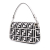 Fendi B Fendi White with Black Canvas Fabric Zucca Embroidered Baguette Satchel Italy
