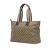 Gucci B Gucci Brown Beige Canvas Fabric GG Web Tote Italy