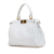 Fendi B Fendi White Calf Leather Medium Pebbled Peekaboo Satchel Italy