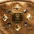 MCM B MCM Gold Coated Canvas Fabric Small Visetos Metallic Studded Stark Backpack Korea, South