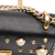 Gucci B Gucci Black Calf Leather Small Pearl Studded Padlock Crossbody Italy