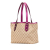 Gucci B Gucci Brown Beige with Pink Hot Pink Canvas Fabric GG Jolicoeur Tote Italy