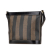 Fendi B Fendi Black with Brown Coated Canvas Fabric Pequin Crossbody Italy