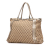 Gucci B Gucci Brown Beige Canvas Fabric GG Bella Convertible Tote Italy