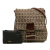 Fendi B Fendi Brown Beige Canvas Fabric Zucchino Crossbody Italy