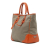 Prada B Prada Brown Beige with Orange Canvas Fabric Canapa Logo Convertible Tote Italy