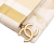Chanel AB Chanel White Ivory with Gold Canvas Fabric XL Printed and Striped Lambskin Foldover Clutch France