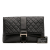Chanel AB Chanel Black Lambskin Leather Leather CC Quilted Lambskin Grip Clutch Italy