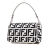 Fendi AB Fendi White Canvas Fabric Zucca Embroidered Baguette Satchel Italy