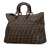 Fendi B Fendi Brown Canvas Fabric Large Zucca Twins Tote Italy