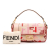 Fendi AB Fendi Pink Canvas Fabric Zucca Embroidered Baguette Satchel Italy