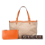 Gucci B Gucci Brown Beige with Orange Canvas Fabric Medium Diamante Craft Tote Italy