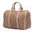 Gucci B Gucci Brown Beige with Pink Light Pink Canvas Fabric Medium GG Joy Boston Bag Italy