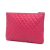 Chanel B Chanel Pink Hot Pink Lambskin Leather Leather Large Quilted Lambskin O Case Clutch Italy
