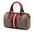 Gucci B Gucci Brown Beige with Red Coated Canvas Fabric Small GG Supreme Web Joy Boston Bag Italy
