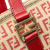 Fendi B Fendi Brown Beige with Red Canvas Fabric Zucchino Tote Italy