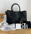 LAUREN Ralph Lauren LEATHER LARGE MARCY SATCHEL - Handtasche - black