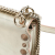 Fendi B Fendi Silver Calf Leather Small Scalloped Metallic skin Studded Pearl Kan I Crossbody Italy