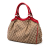 Gucci B Gucci Brown Beige with Red Canvas Fabric Medium GG Sukey Tote Italy
