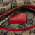 Gucci B Gucci Brown Beige with Red Canvas Fabric GG Web Double Pocket Belt Bag Italy
