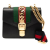 Gucci B Gucci Black Calf Leather Mini Web Sylvie Chain Crossbody Italy