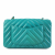 Chanel Classic Single Flap Mini Lambskin Leather Chevron Shoulder Bag Green