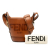 Fendi B Fendi Brown Calf Leather Debossed Logo Bucket Bag Italy