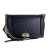 Chanel Boy Large Quilted Lambskin Leather 2-Ways Flap Bag Navy