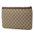 Gucci AB Gucci Brown Beige Coated Canvas Fabric GG Supreme Web Ophidia Clutch Italy