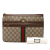 Gucci AB Gucci Brown Beige Coated Canvas Fabric GG Supreme Web Ophidia Clutch Italy