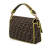 Fendi B Fendi Brown with Yellow Canvas Fabric Zucca Embroidered Baguette Satchel Italy